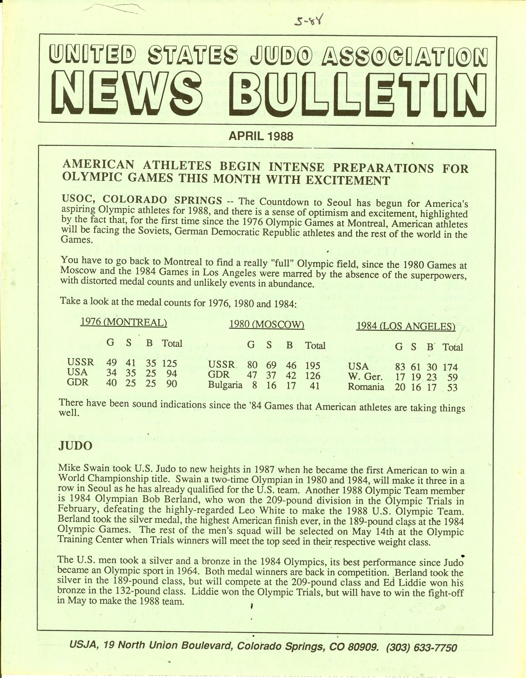 04/88 United States Judo Association News Bulletin